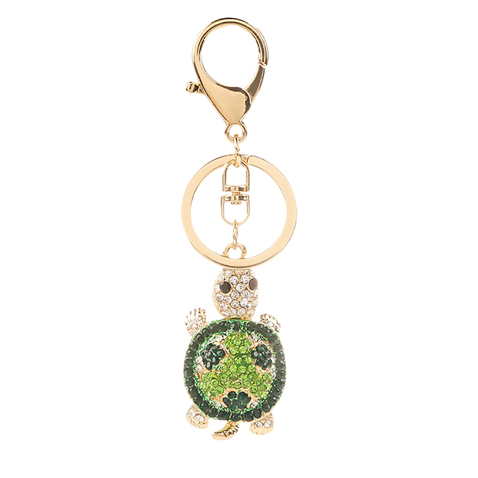 Diamond Turtle Keychain for Men & Women - Elegant Green Key Ring Charm with Lanyard | Perfect for Car Keys, House Keys & Gift Giving