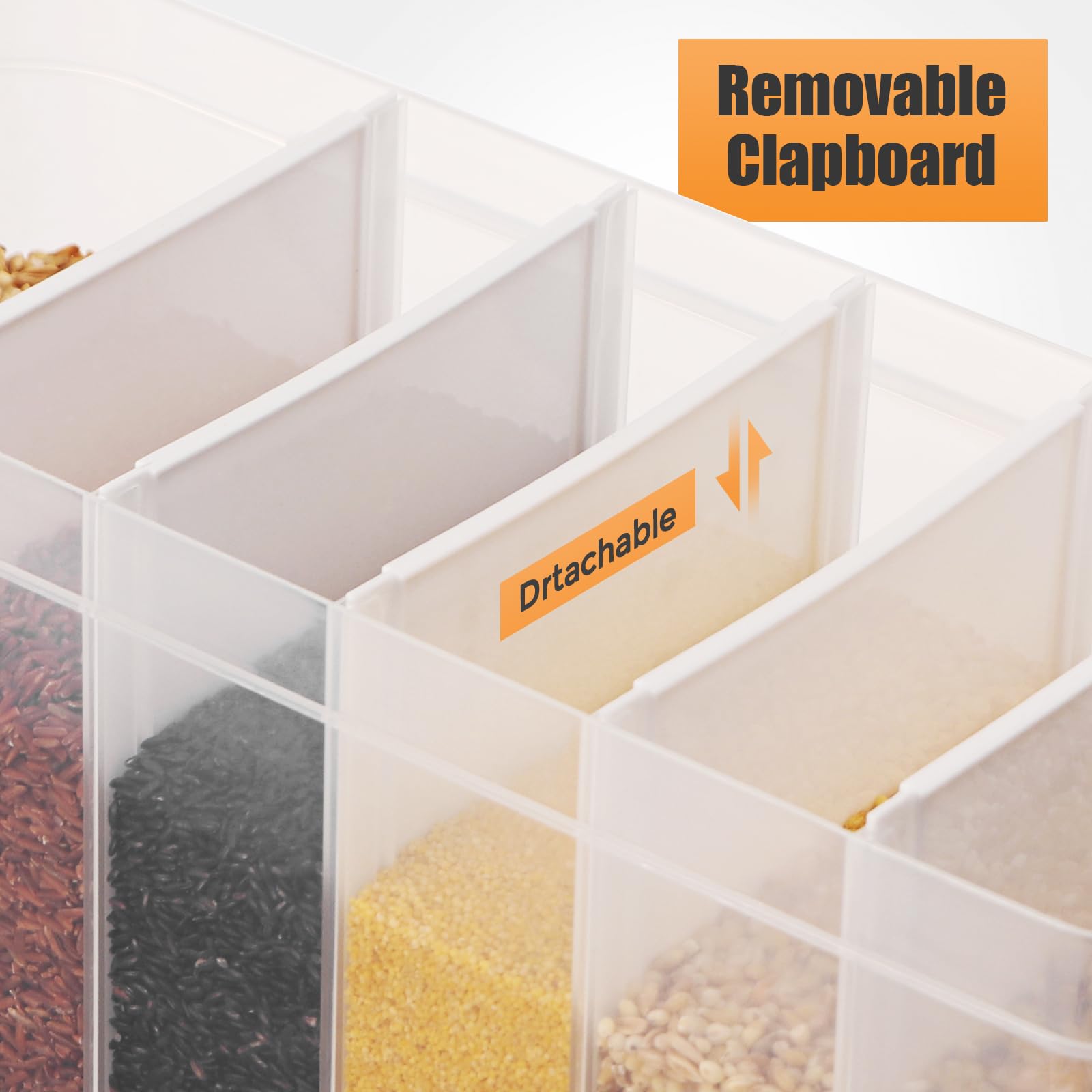 25lbs Grain Dispenser with Measuring Cup - 6 Grid Dry Food Storage Container for Rice, Snacks & Kitchen Organization | Perfect for Pantry, Restaurant & Bulk Food Storage