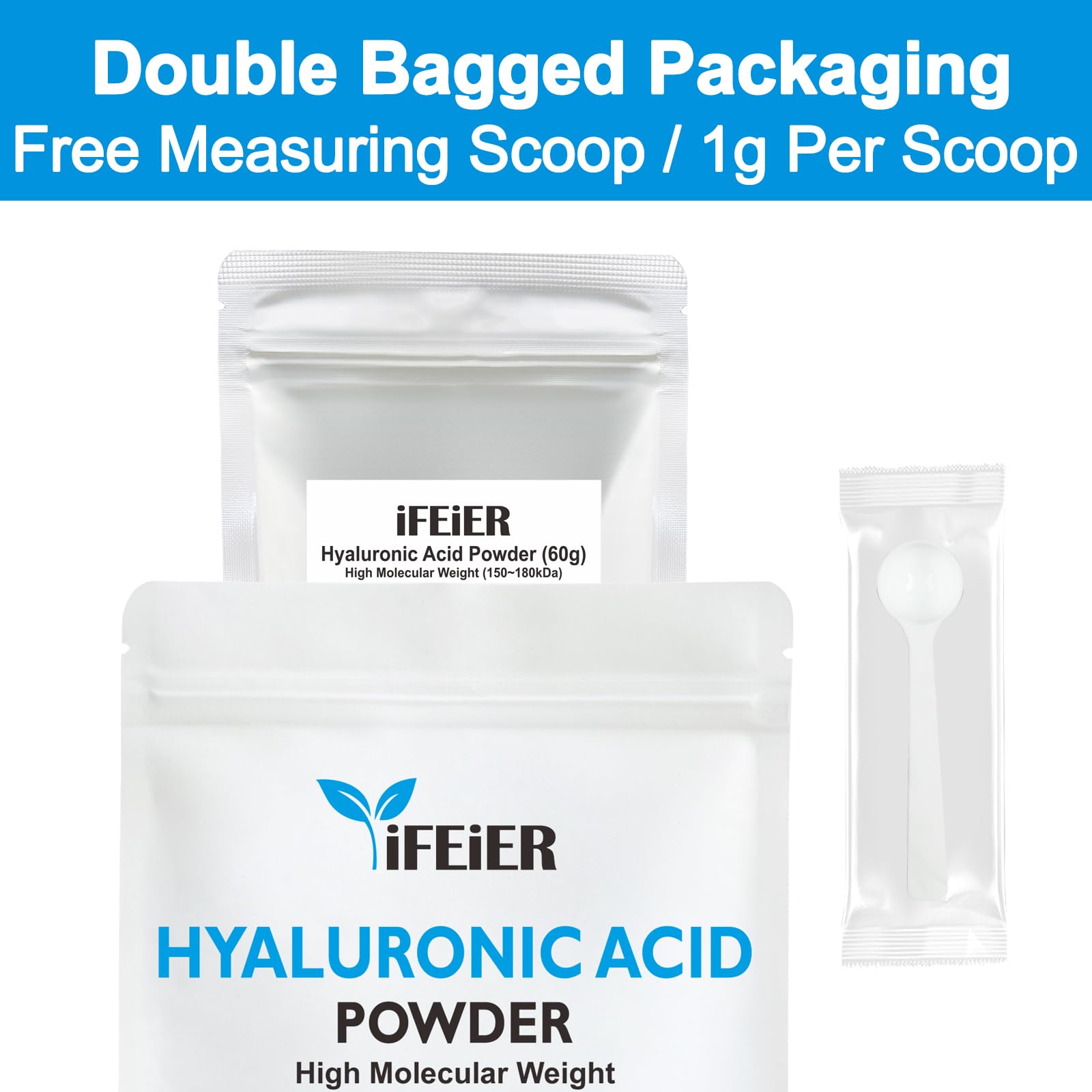 Premium Hyaluronic Acid Powder for DIY Skincare - High & Low Molecular Weight Sodium Hyaluronate (60g/2.12oz) | Cosmetic Grade Serum Booster for Face, Eyes & Anti-Aging Treatments