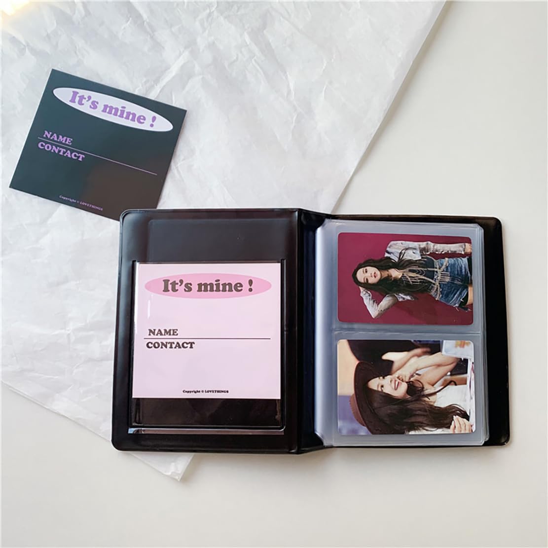 Kpop Photo Card Binder - 20 Pocket 3 Inch Mini Photo Album for Collectors | Organize Polaroid Films & Instax Photos | Includes Cute Stickers (Black) | Perfect Gift for Kpop Lovers & Photocard Collectors | Use for Concerts, Fan Meetings & Display Collections