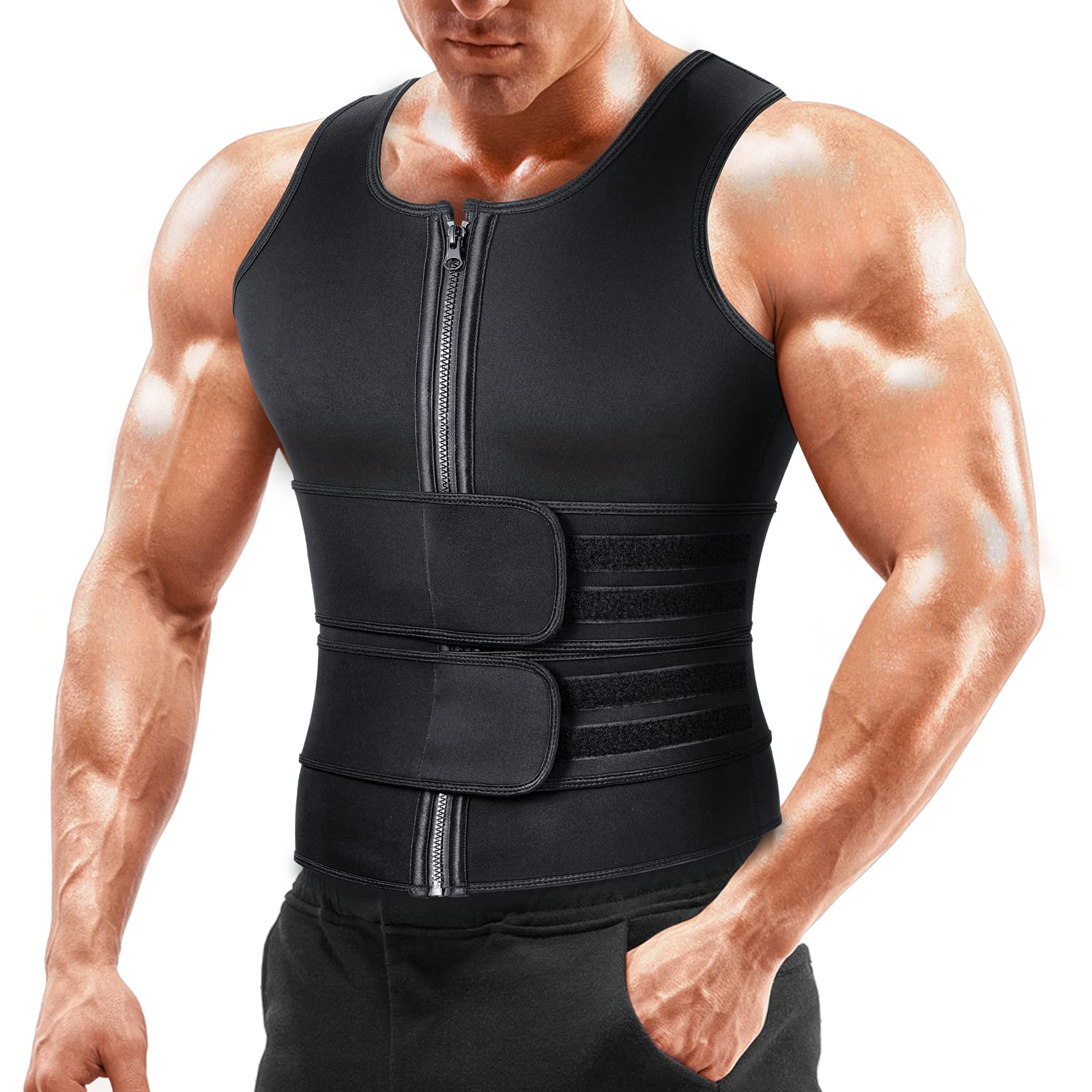 Men's Sauna Vest Waist Trainer - Double Sweat Belt Body Shaper for Gym, Workout & Exercise | Perfect for Weight Loss & Detox