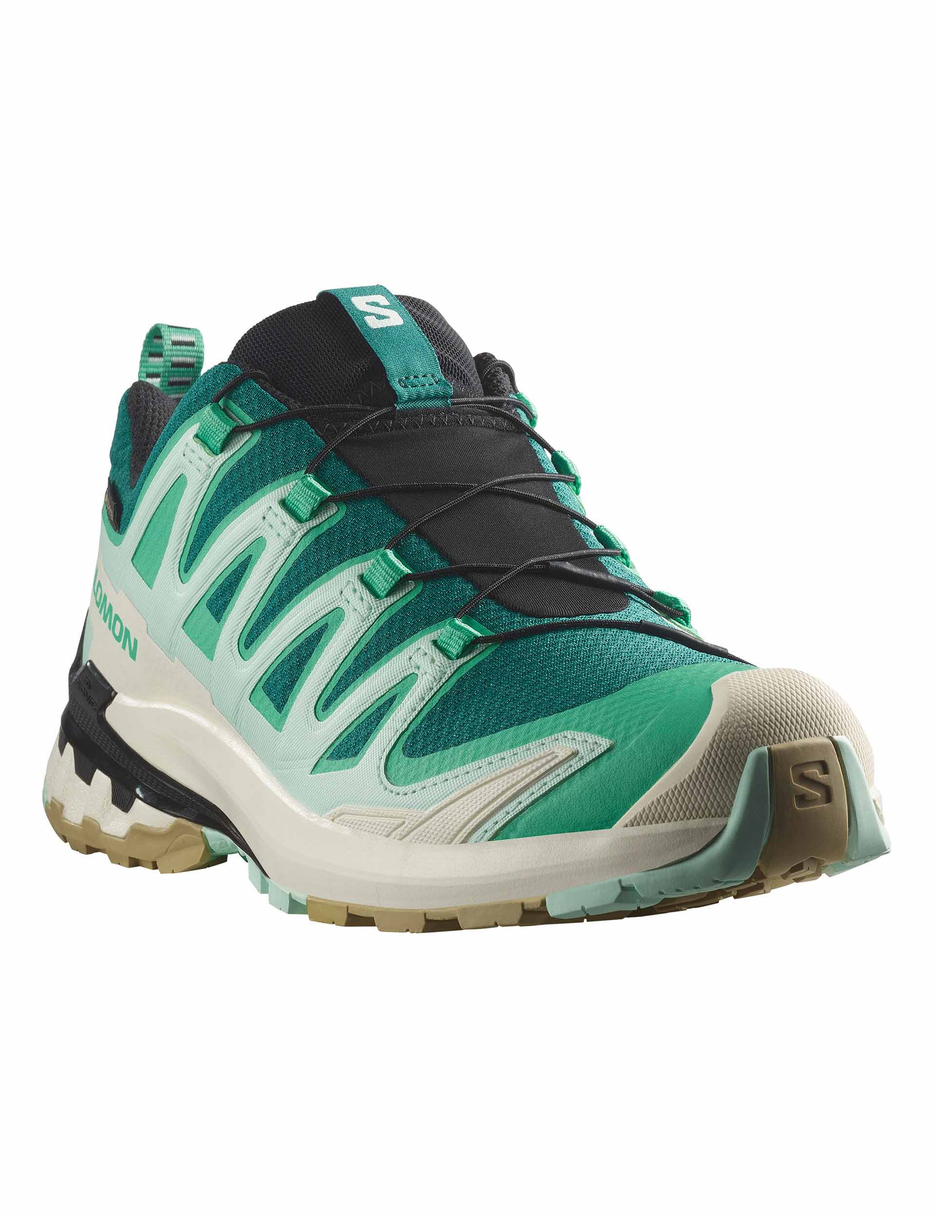 Salomon XA Pro 3D V9 Gore-Tex Trail Running Shoes - Deep Lake/Electric Green/Vanilla Ice | Waterproof Hiking & Outdoor Adventure Footwear for Men & Women