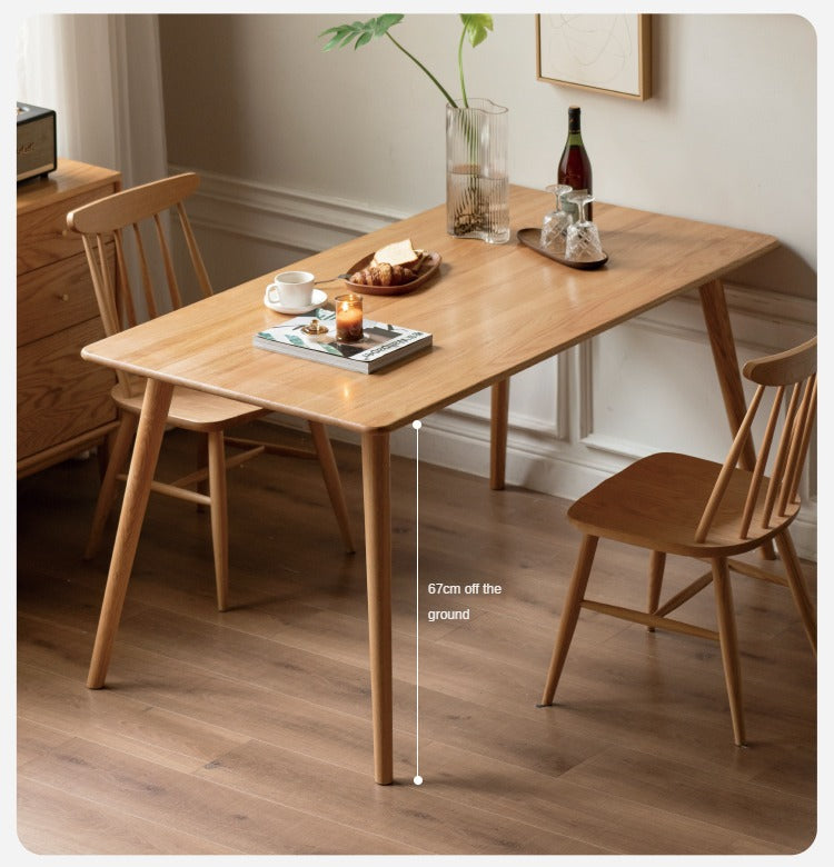 Solid Oak Wood Modern Dining Table - Rustic Farmhouse Style for Kitchen, Dining Room & Small Space - Perfect for Family Gatherings & Dinner Parties