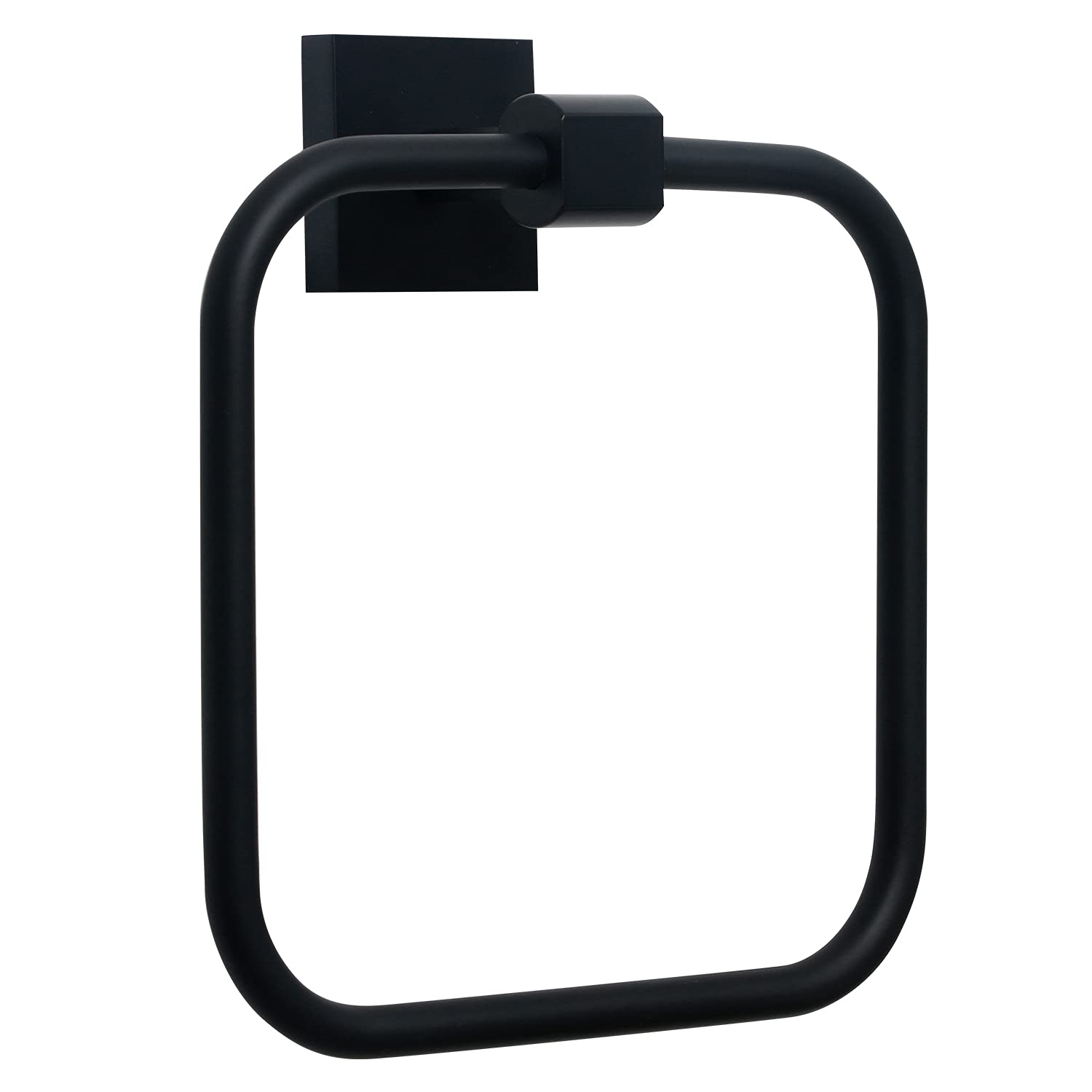 Stainless Steel Square Hand Towel Ring - Modern Matte Black Wall Mounted Bathroom Towel Holder for Kitchen & Guest Room - Durable & Stylish Home Decor Accessory