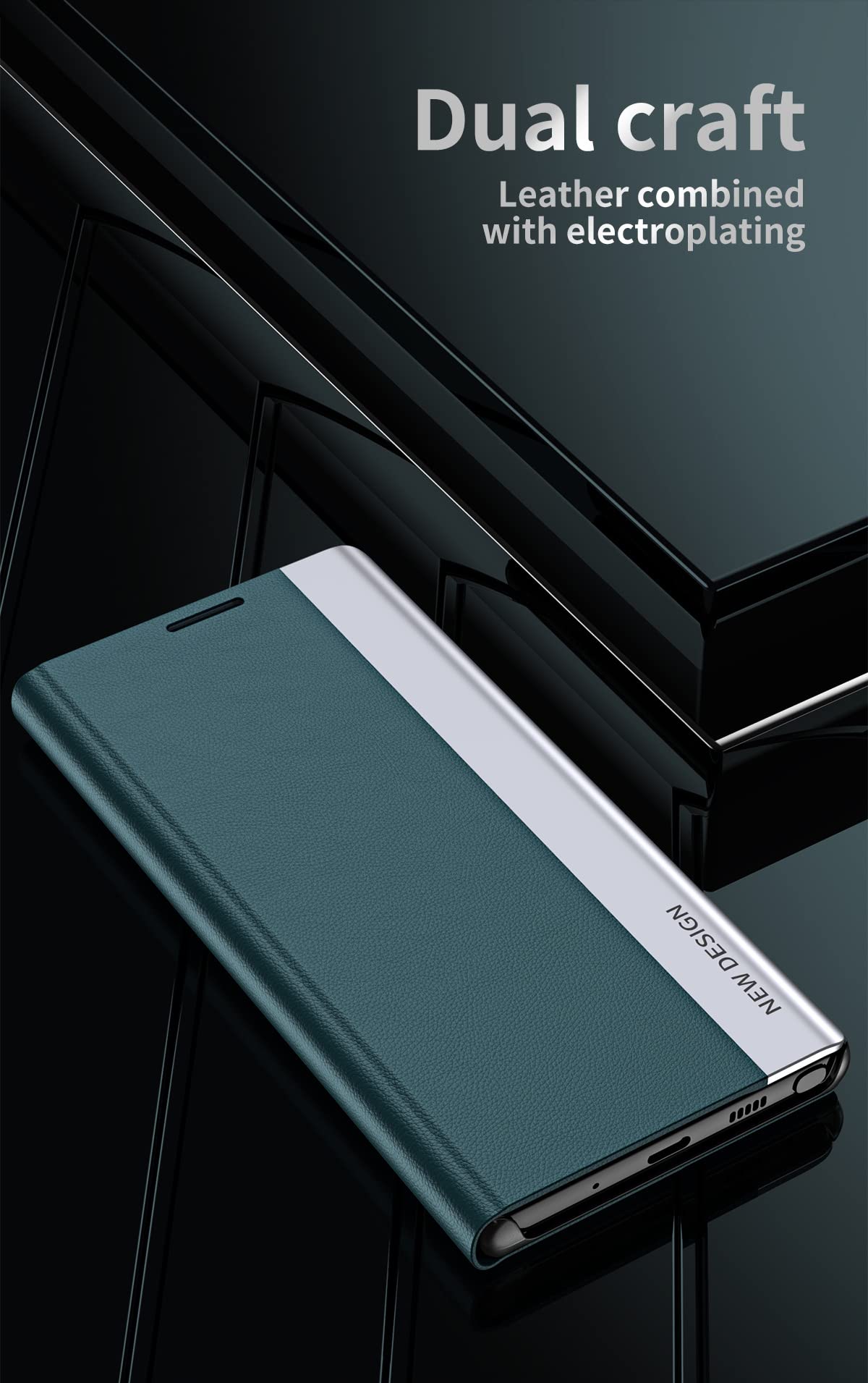 Premium PU Leather Kickstand Case for Samsung Galaxy S22 Ultra - Durable Shockproof Flip Cover with Stand (Not for S22) in CX Green | Perfect for Work, Travel & Everyday Protection