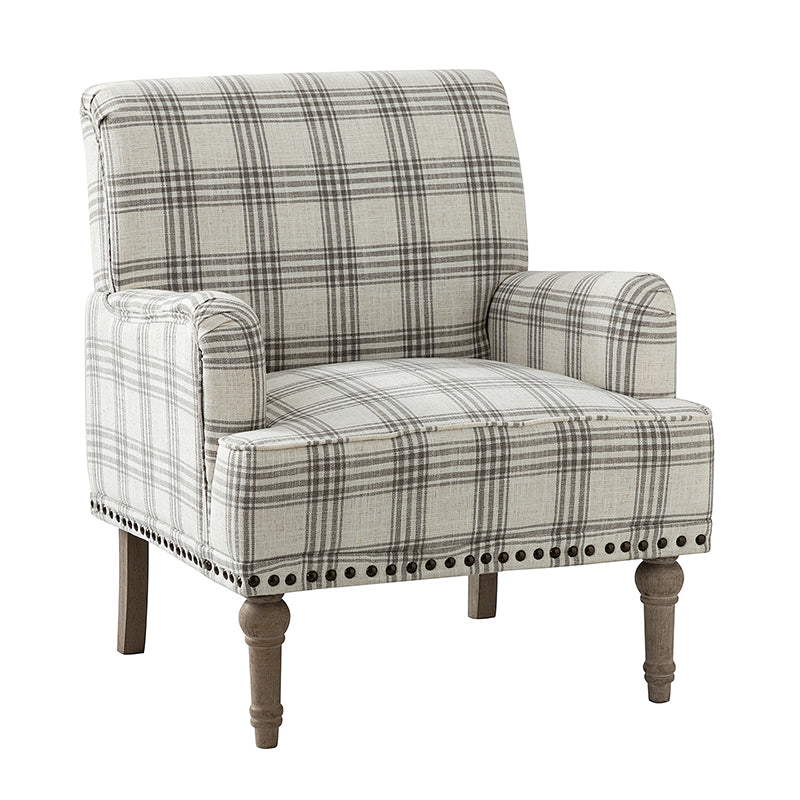 Tamsin Plaid Armchair with Nailhead Trim - Stylish Upholstered Accent Chair for Living Room, Office or Reading Nook - Perfect for Home Decor and Relaxation