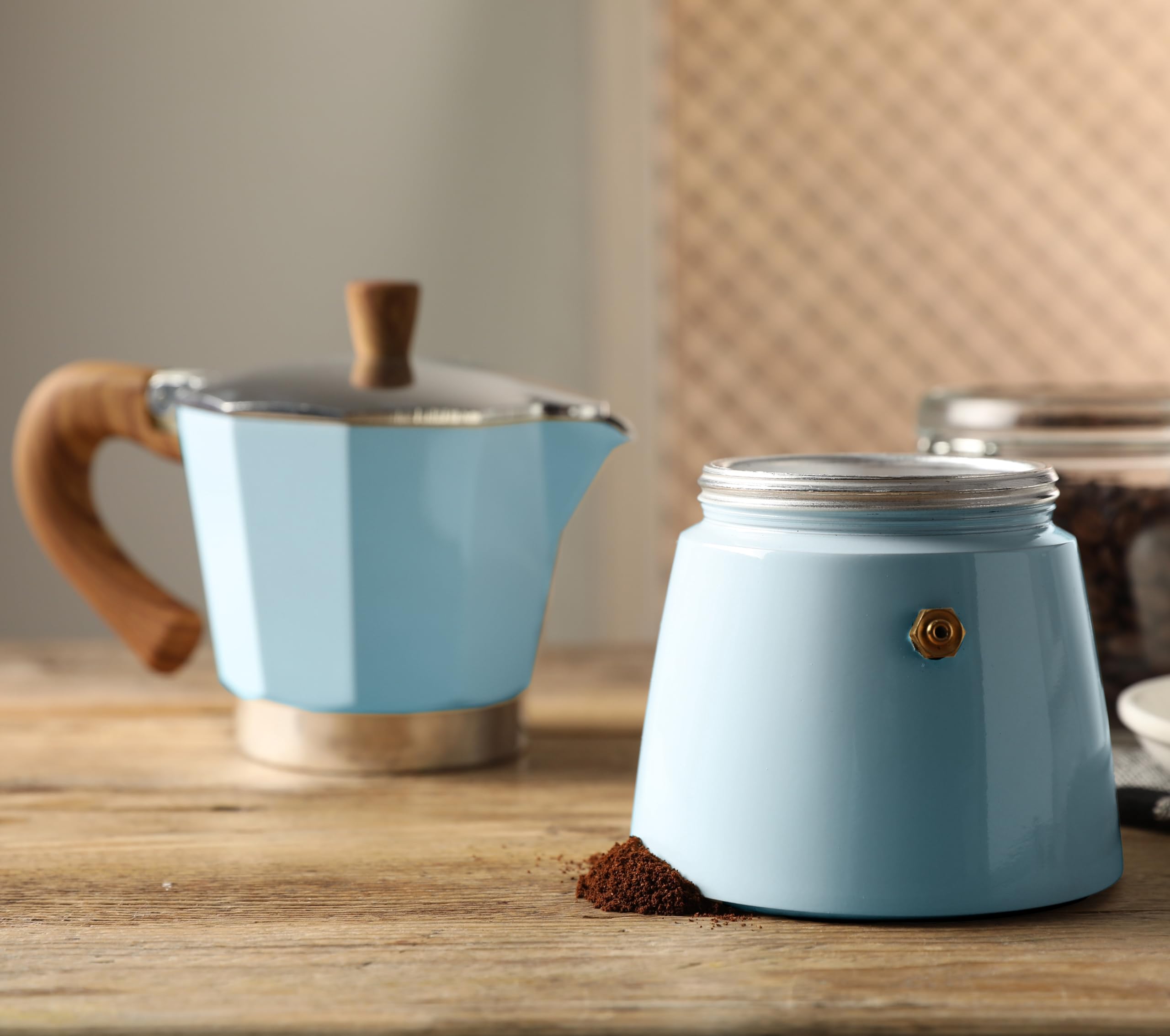 AGOGO Milano 6-Cup Stovetop Espresso Maker - Moka Pot Coffee Percolator with Paper Filter, Lake Blue - Perfect for Home Brewing & Camping Coffee