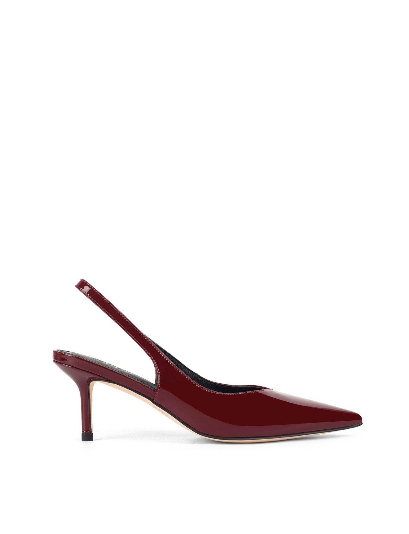 Yory Slingback Kitten Heels - Wine Red Patent Leather Women's Shoes | Comfortable Low Heel Pumps for Work, Office & Special Occasions
