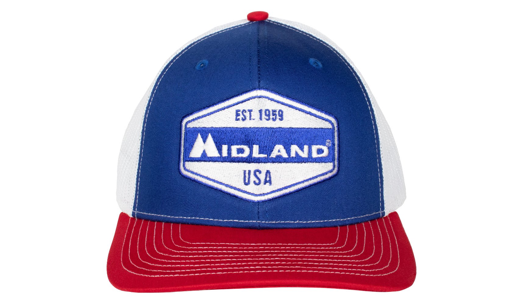 Midland Est. 1959 Crest Hat - Patriotic Red, White & Blue Baseball Cap for Men & Women | Perfect for 4th of July, Memorial Day & Outdoor Events