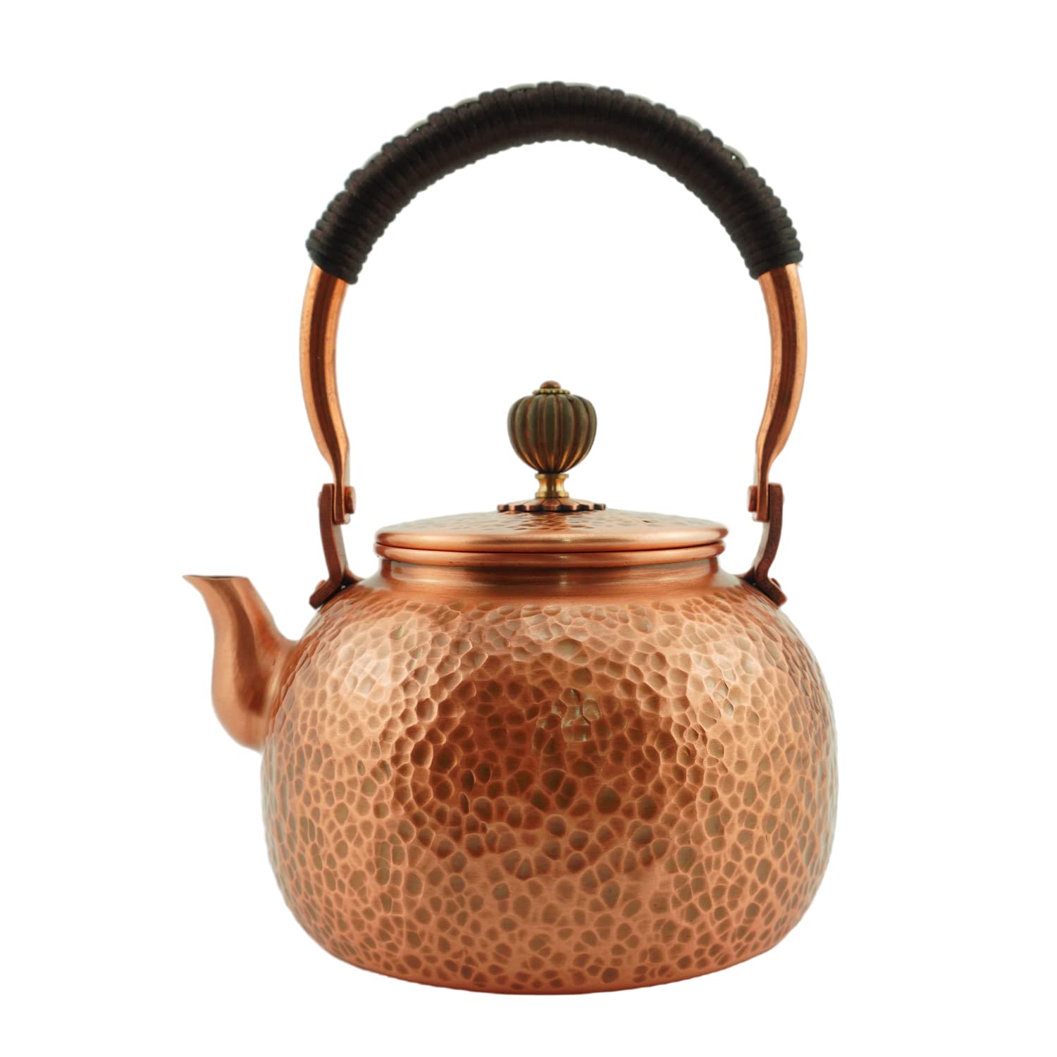 Handmade Solid Copper Tea Kettle - 600ml Hammered Stovetop Teapot for Gas & Induction Cooktops - Pure Copper Teapot for Brewing Loose Leaf Tea, Chai & Herbal Infusions - Perfect for Home, Office & Gift Giving