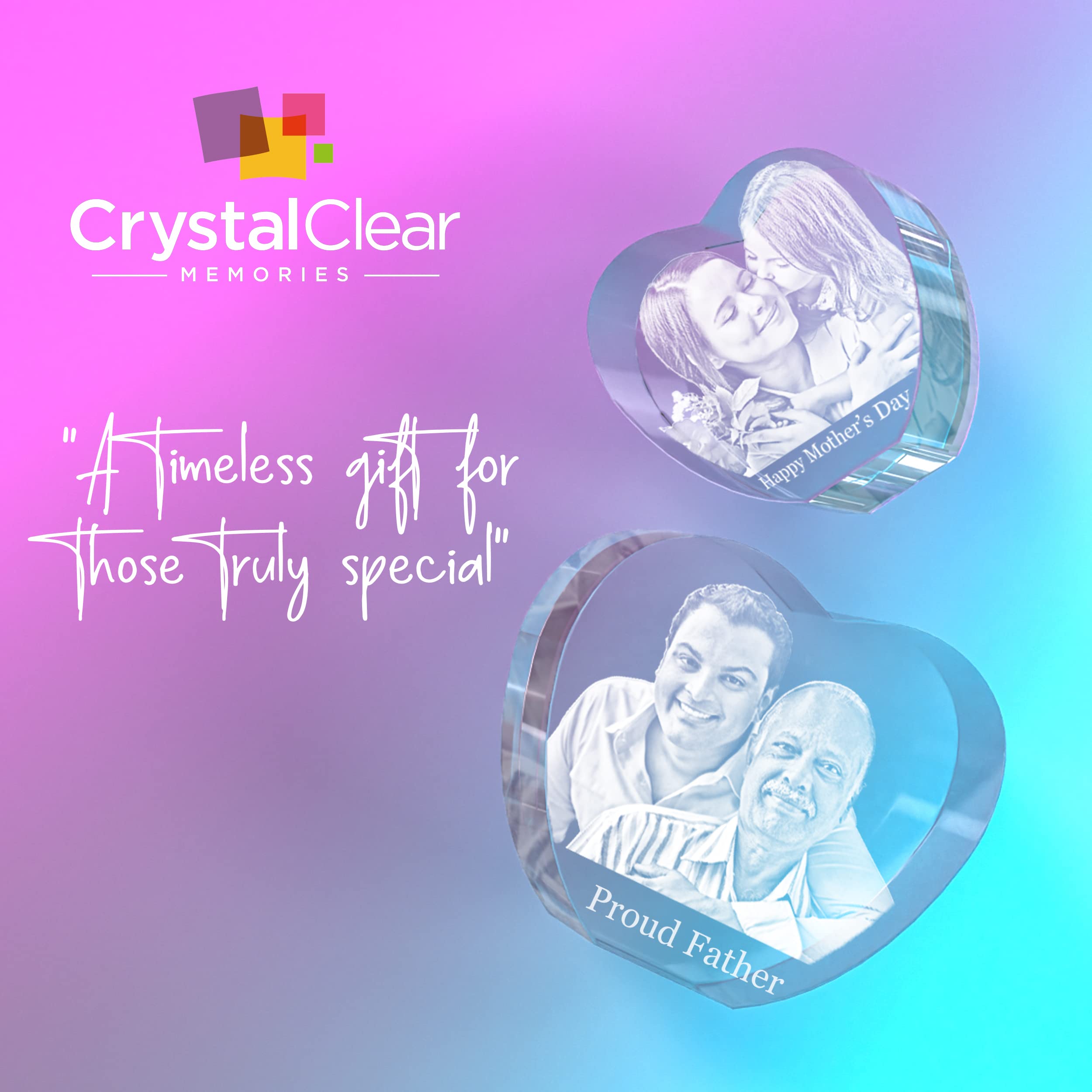 Personalized 3D Laser Engraved Crystal Photo Gift - Custom Heart-Shaped Keepsake for Christmas, Birthday, Anniversary | Perfect Present for Mom, Dad, Wife, Husband | Memorial, Wedding, Home Decor