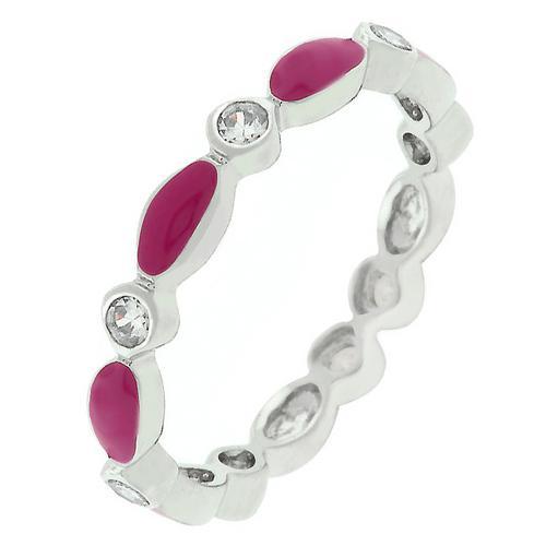 Fuchsia Pink Enamel Stackable Rings for Women - Trendy Boho Chic Jewelry Gift for Her - Perfect for Layering & Everyday Wear
