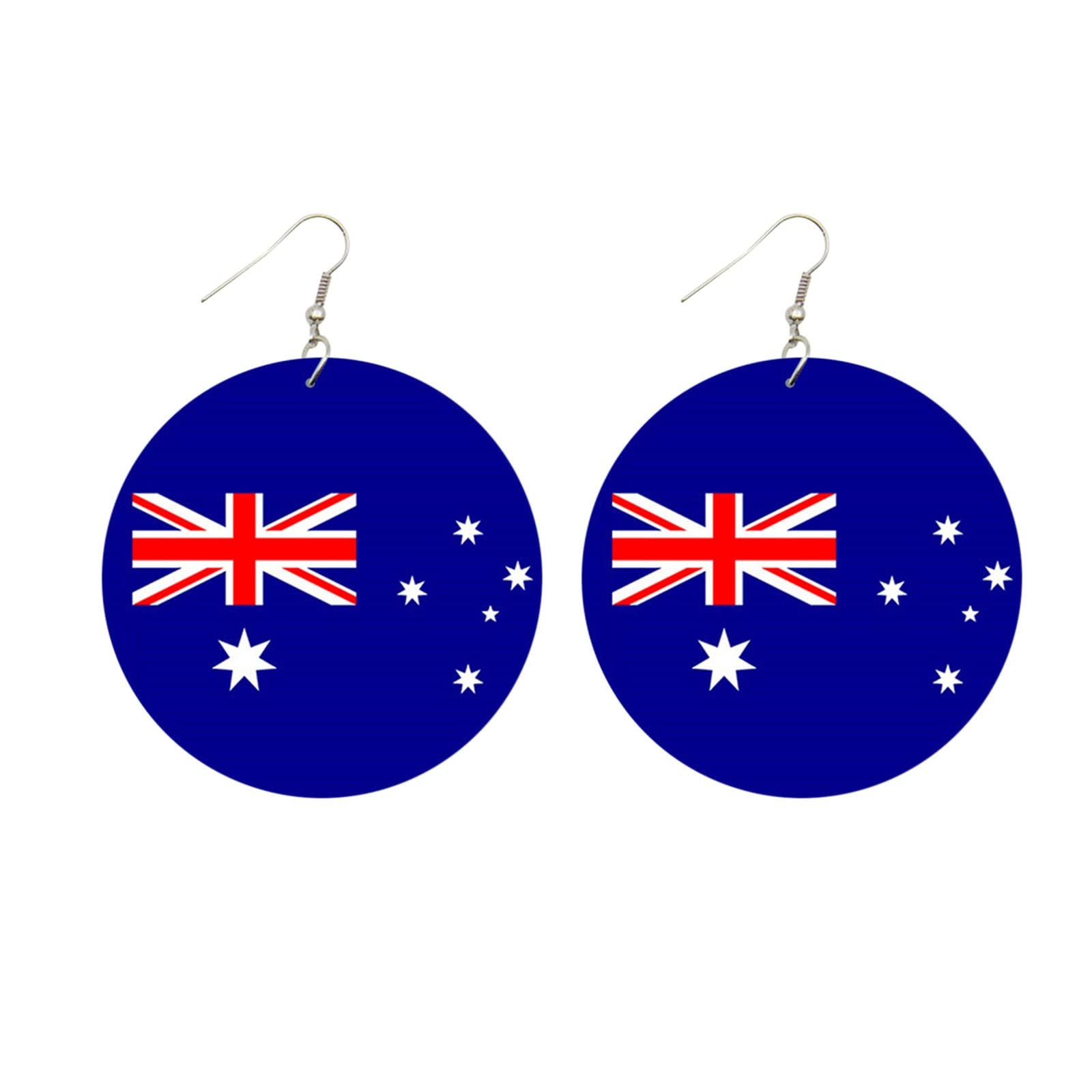 Stylish Wooden Hoop Earrings for Women - Colorful Printed Flag Design, Cute Circle Ear Jewelry for Girls & Teens - Perfect for Easter, Parties & Everyday Wear (One Size)
