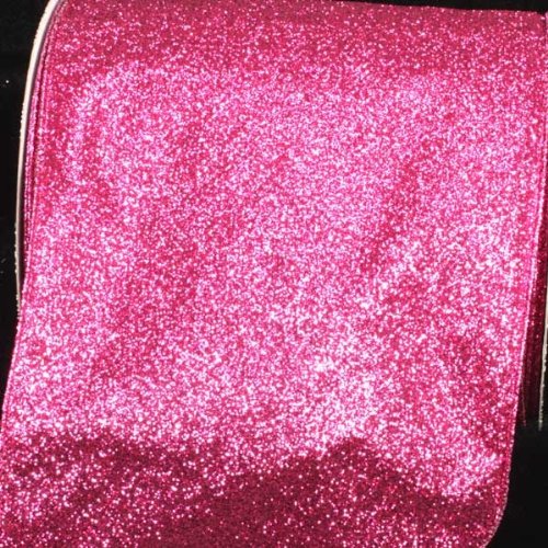 Premium Sparkling Pink Wired Glitter Craft Ribbon - 6