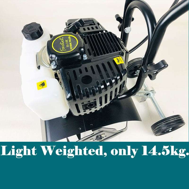 **51.7CC Gas Powered Mini Tiller Cultivator - Rotary Hoe for Gardening, Landscaping & Soil Preparation - Ideal for Small Farms, Backyards & Flower Beds**