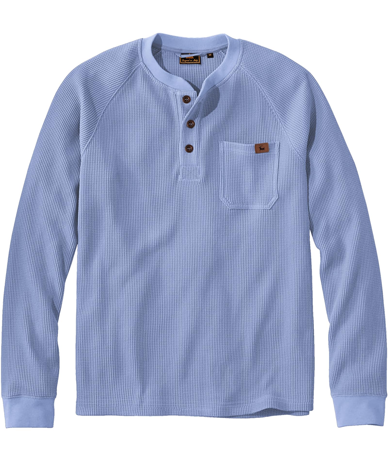 Men's Long Sleeve Henley Shirt - Casual Waffle Thermal Pullover with 3-Button & Pocket | Comfortable Winter Layering for Outdoor Activities & Everyday Wear