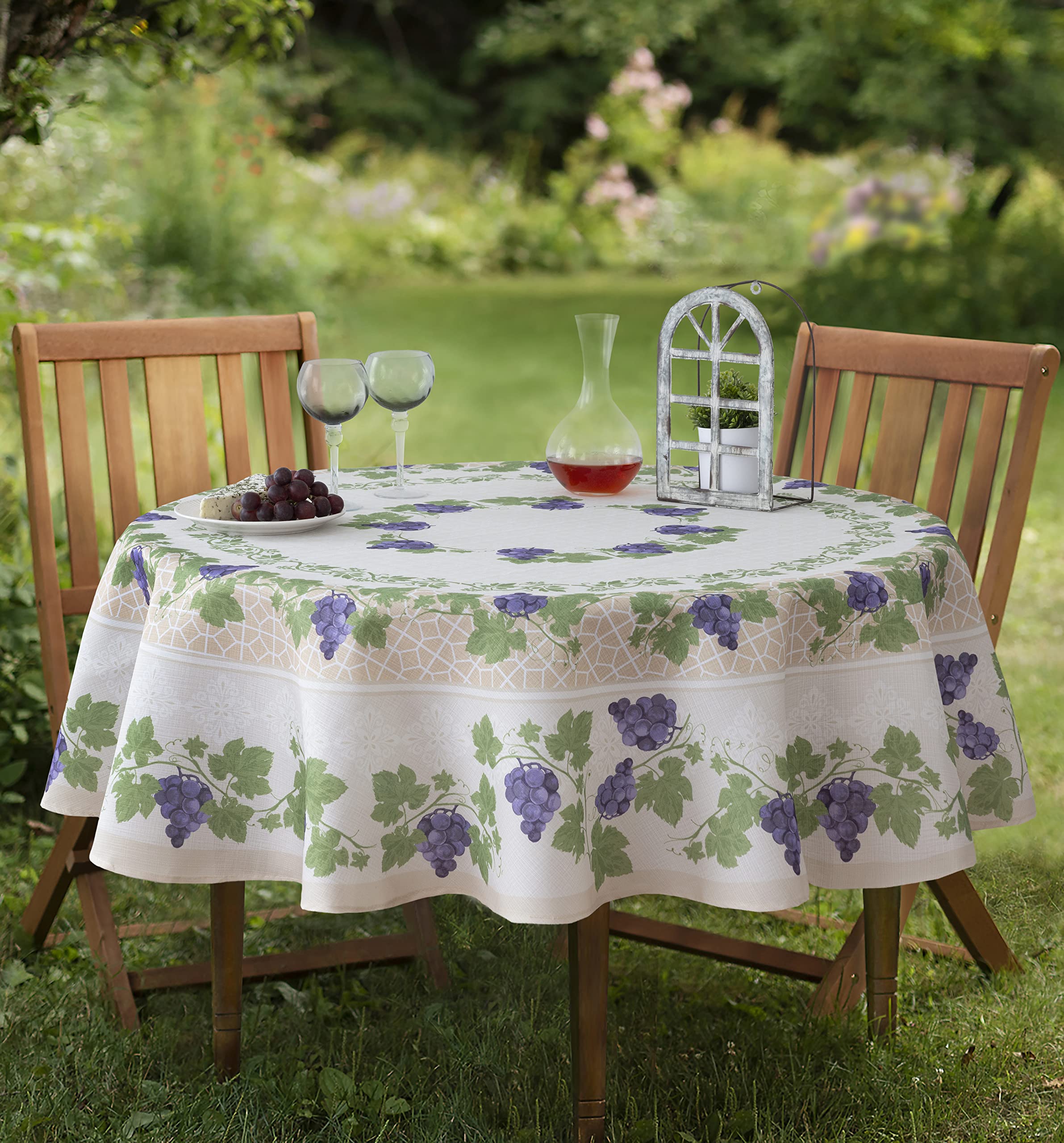 Set of 4 Rectangle Fabric Placemats - Provence Bordeaux Wine Theme with Grapevine Border | Stain & Water Resistant for Indoor/Outdoor Use | Perfect for Dining Tables, Picnics, and Entertaining