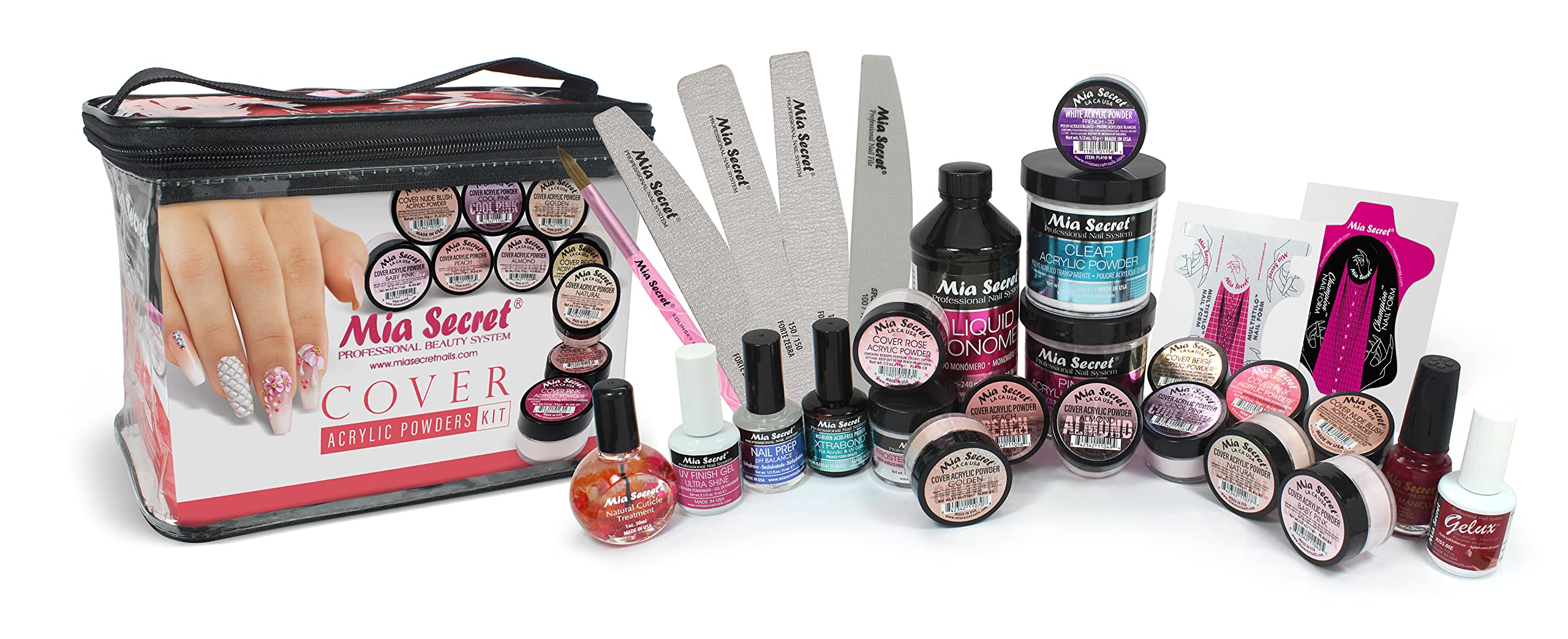 Mia Secret Professional Cover Acrylic Nail Powder Kit for Beginners - Complete Acrylic Nail Set with All Essentials - Perfect for Salon & Home Manicures - DIY Nail Art & Acrylic Extension Kit