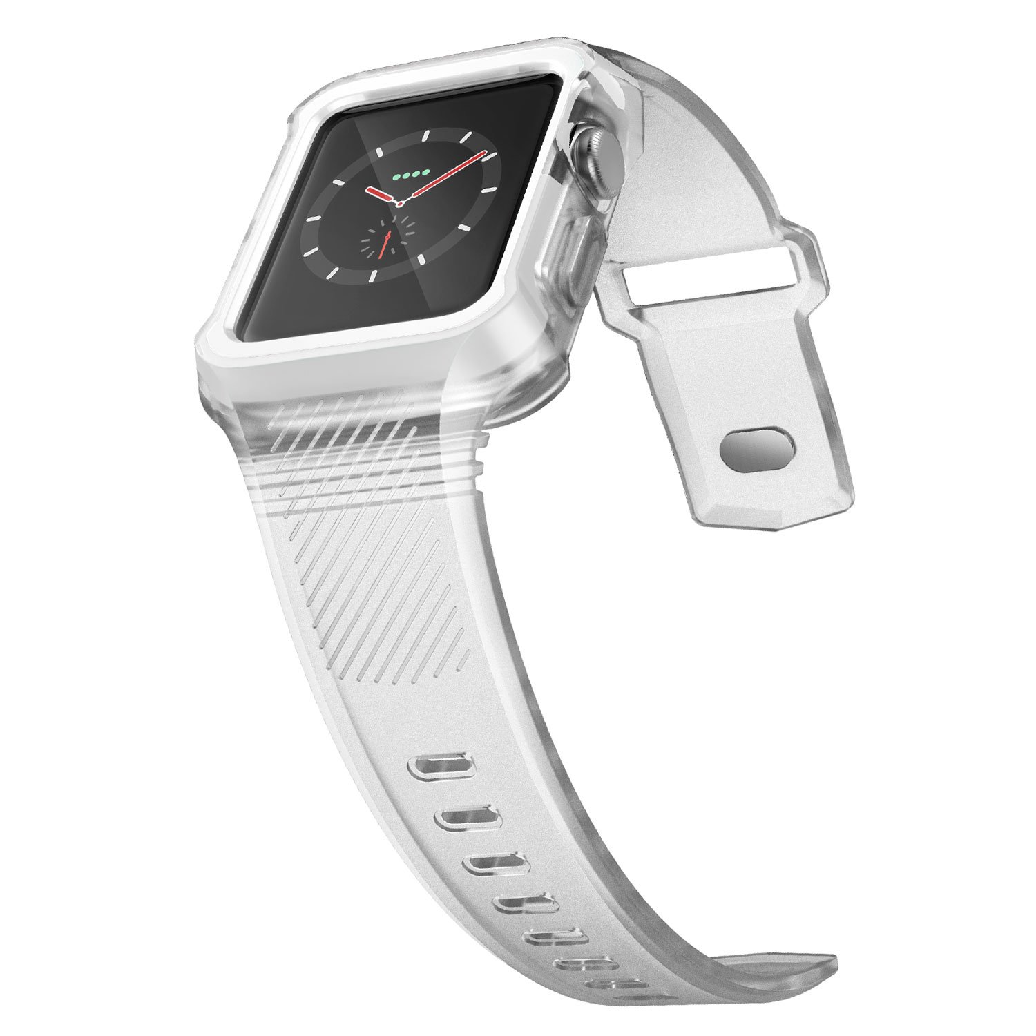 X-Doria Rumble Band Replacement Strap for 38mm Apple Watch - Soft, Comfortable, Shockproof & Durable Sport Watch Band (White/Clear) | Perfect for Running, Gym Workouts & Outdoor Activities