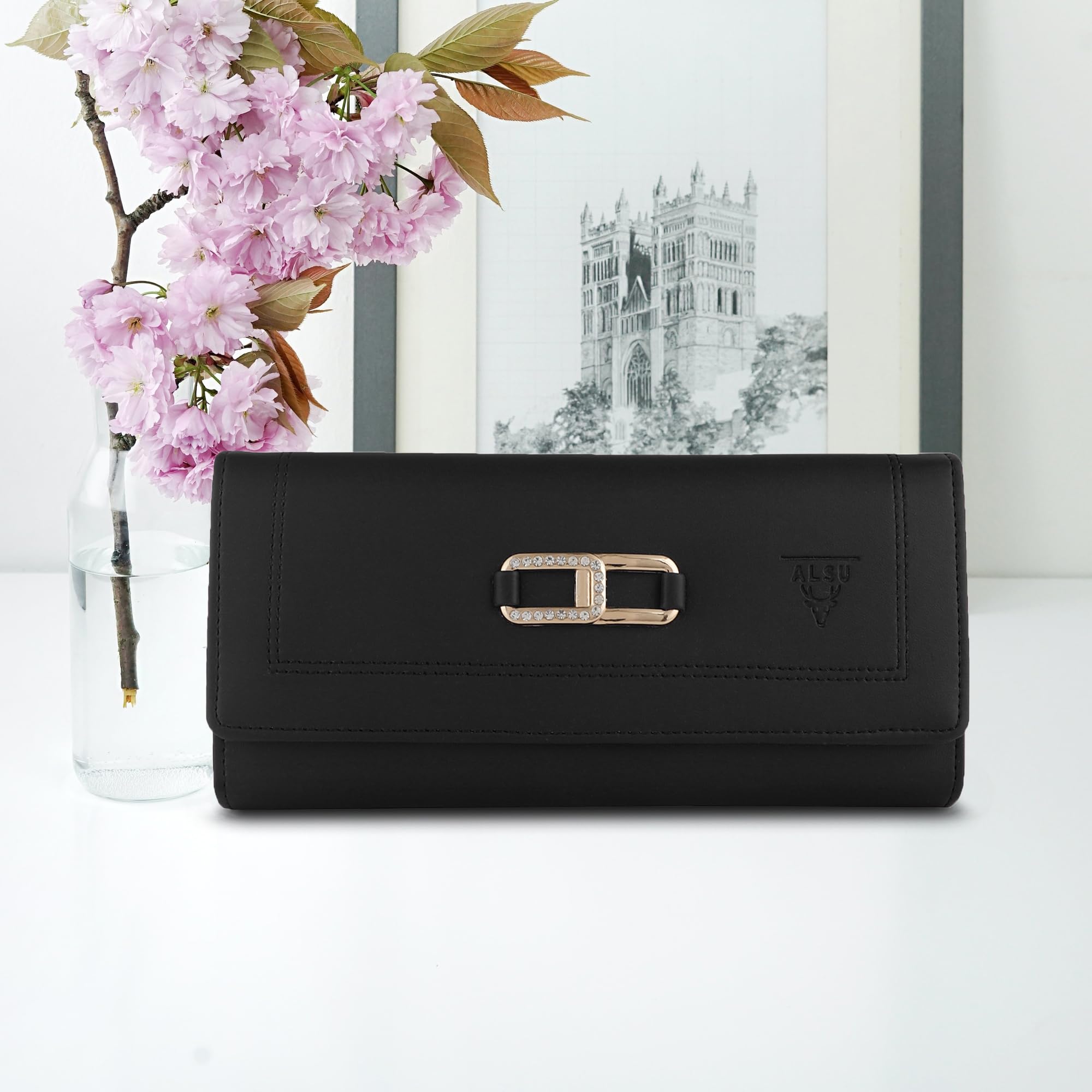 ALSU Women's Hand Wallet Purse Clutch - Slim Phone Pocket, 4 Card Slots & Coin Pockets | Soft Smooth Leather Material | Perfect for Evening Parties, Weddings & Daily Use