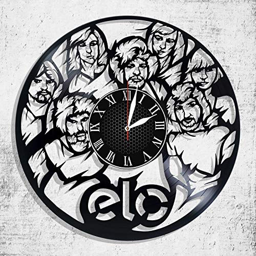 BombStudio Electric Light Orchestra Vinyl Record Wall Clock - Handmade Retro Music Decor for Kitchen, Office, Bedroom - Unique Gift for Music Lovers & Home Decor