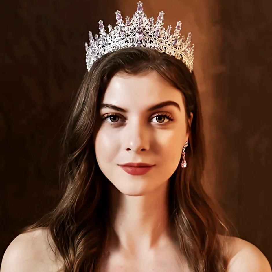 Rosamund Purple Baroque Bridal Tiara – Vintage Crystal Wedding Crown for Brides, Prom, Pageants & Special Occasions
