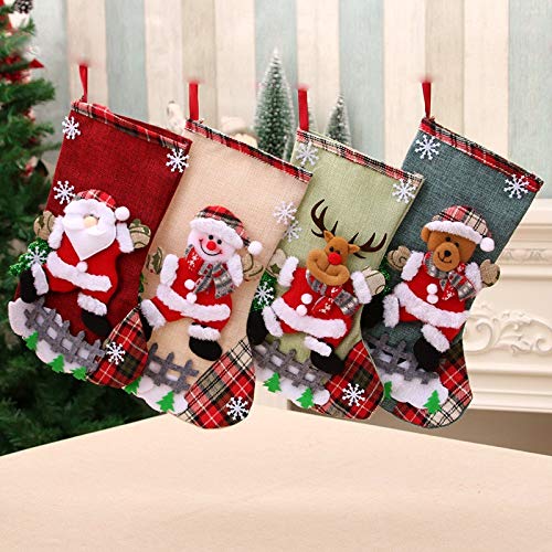 SHYPT Christmas Stocking Socks - Festive Snowman & Santa Print Holiday Stockings for Fireplace Decor, Xmas Tree Ornaments & Candy Gifts | Perfect for Christmas Parties, Home Decor & New Year Celebrations