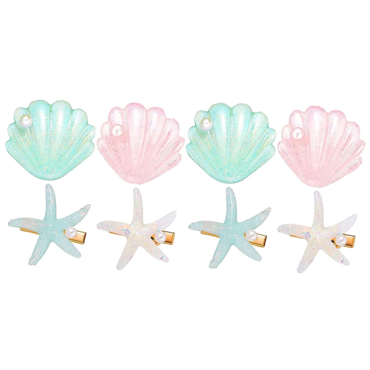 Beavorty 8pcs Starfish Hair Clips for Women - Pearl Bobby Pin Hair Barrettes, Alligator Clips for Bridal Wedding, Beach Party & Halloween Hairstyles - Perfect for Updos, Buns & Side Hair Accessories
