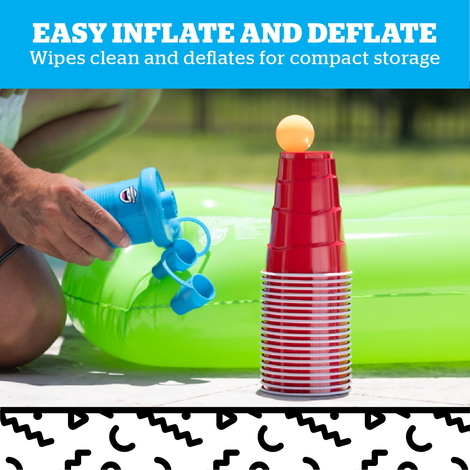 BigMouth Inc Inflatable Pool Party Pong Game - 6ft+ Wide Inflatable Beer Pong Table for Adults, Summer Pool Party Decorations & Outdoor Water Games | Perfect for Backyard BBQs, Beach Parties & College Events