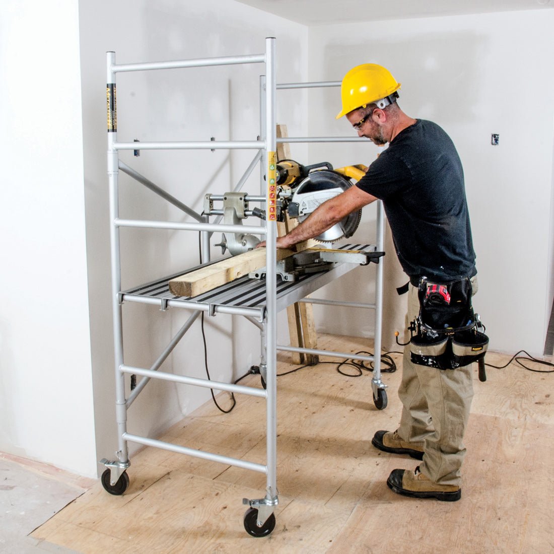 6' High Portable Aluminum Scaffold with 5 Heavy-Duty Casters & 3 Anti-Slip Platforms - Perfect for Home Renovation, Construction Work, and Warehouse Maintenance