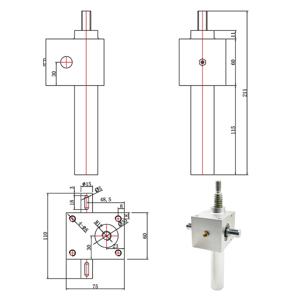 Heavy Duty Worm Gear Screw Jack Lifter - 5 Ton Capacity, Keyed Screw Jack for Industrial Lifting & Positioning - Perfect for Machinery, Construction, and Automotive Repair