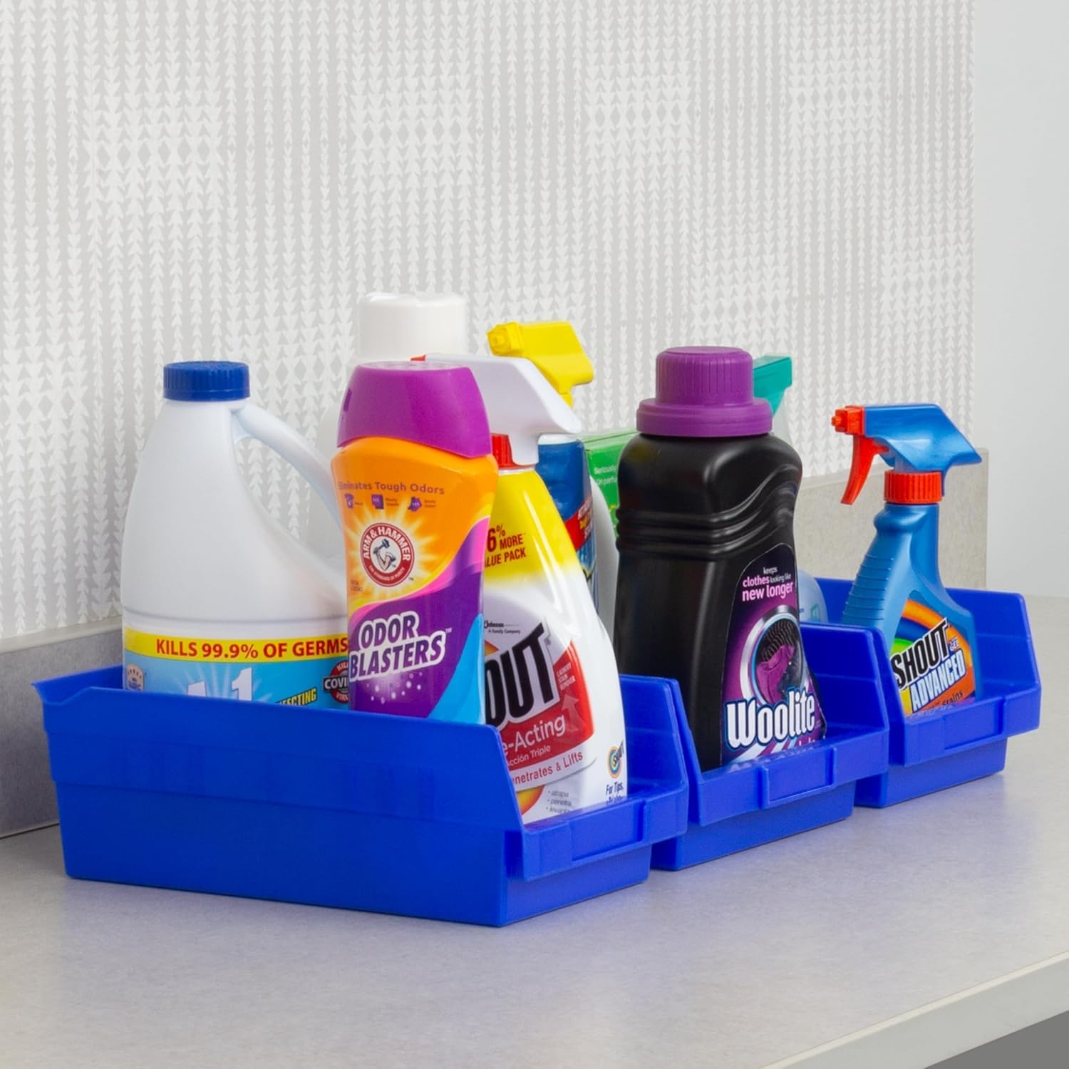 Akro-Mils 30130 Heavy Duty Plastic Shelf Bins - 12-Pack Blue Storage Organizers (12