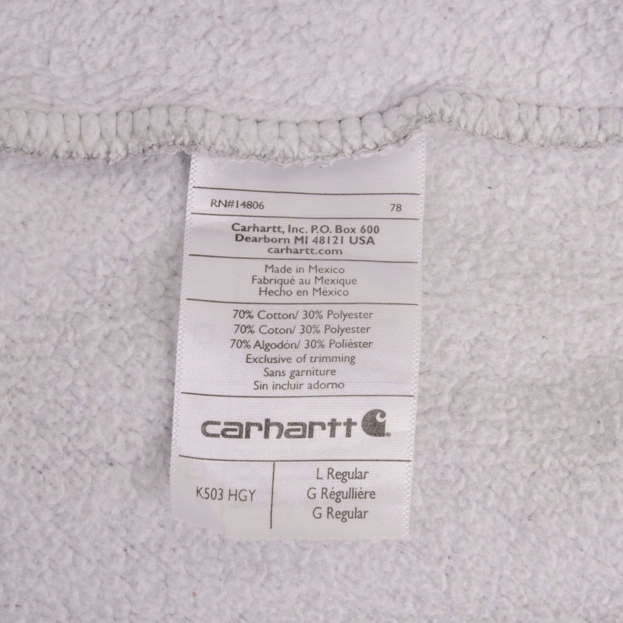 Carhartt Quarter Zip Grey Sweatshirt for Men - Size Large | Comfortable & Durable Workwear for Outdoor Activities & Casual Wear