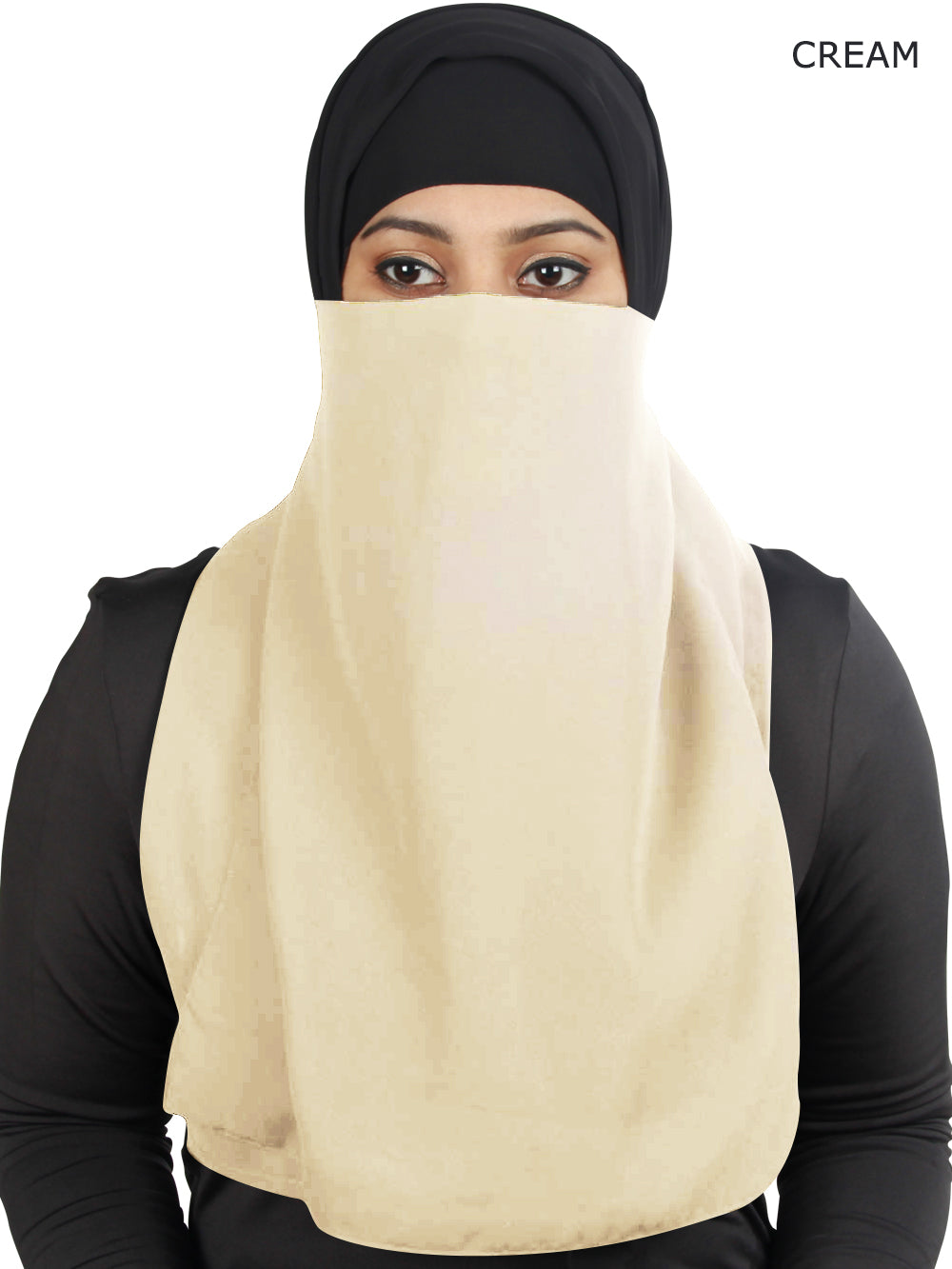 Black Georgette Half Niqab Nosepiece - Breathable & Comfortable Face Cover for Women - Perfect for Daily Wear, Prayer, and Outdoor Activities