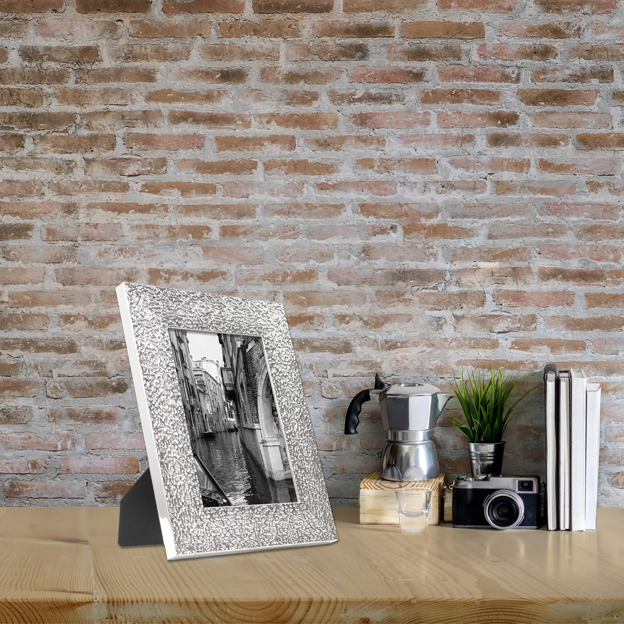 Lawrence Home 5x7 Silver Picture Frame - Elegant Photo Display for Living Room, Bedroom, or Office Decor