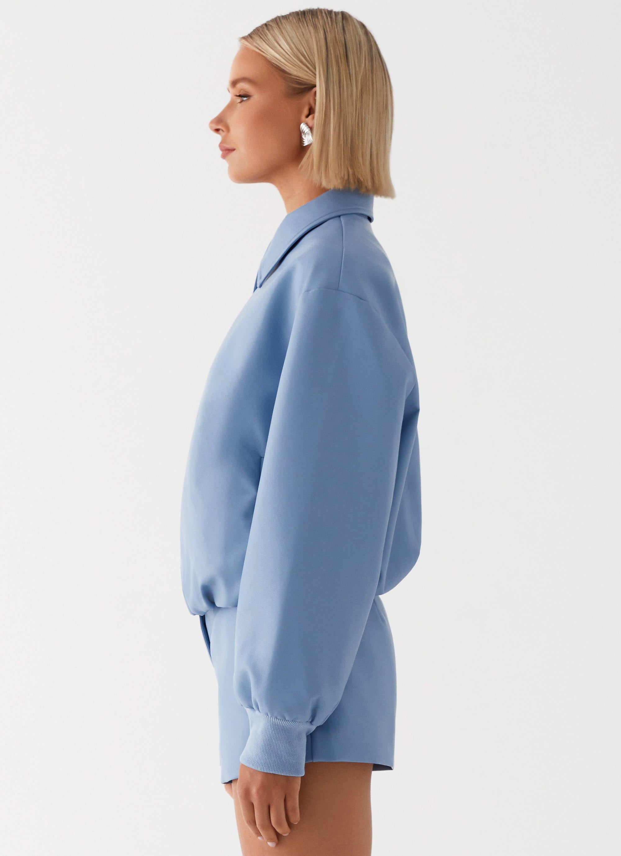 Aspen Oversized Bomber Jacket for Women - Trendy Blue Outerwear for Casual & Streetwear Fashion | Perfect for Fall & Winter Layering