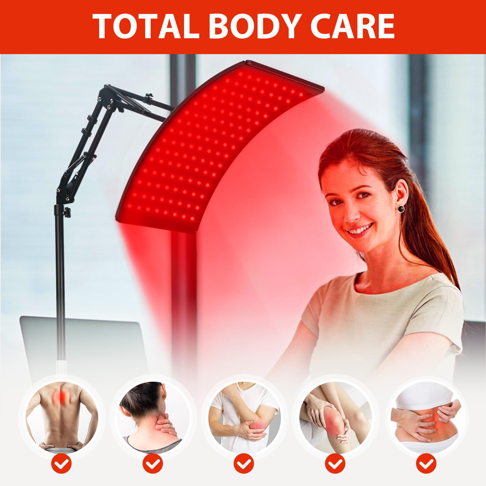 Red Light Therapy Lamp for Face and Body - Adjustable 660nm Red & 850nm Near Infrared Light Therapy Device with Stand | Pain Relief, Skin Rejuvenation, Muscle Recovery - Perfect for Home Spa, Anti-Aging, and Wellness Routines