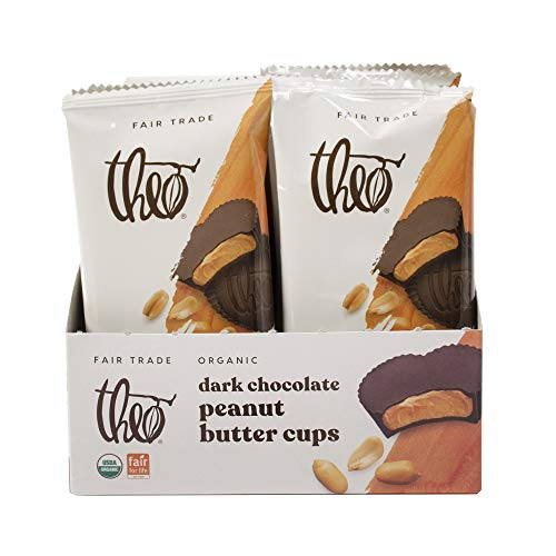 Organic Dark Chocolate Peanut Butter Cups by Theo Chocolate - 12 Pack | Vegan, Gluten-Free, Fair Trade Certified | Perfect for Gifts, Snacking & Dessert Lovers
