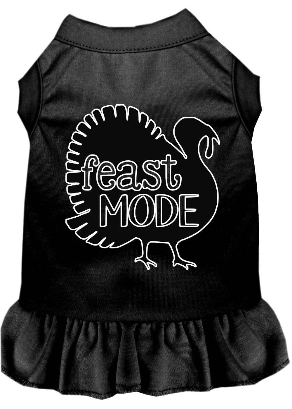 Thanksgiving Pet Costume for Dogs & Cats - 'Feast Mode' Screen Printed Bright Pink Dress, Size MD (6-10 lbs) | Holiday Party Outfit for Pets