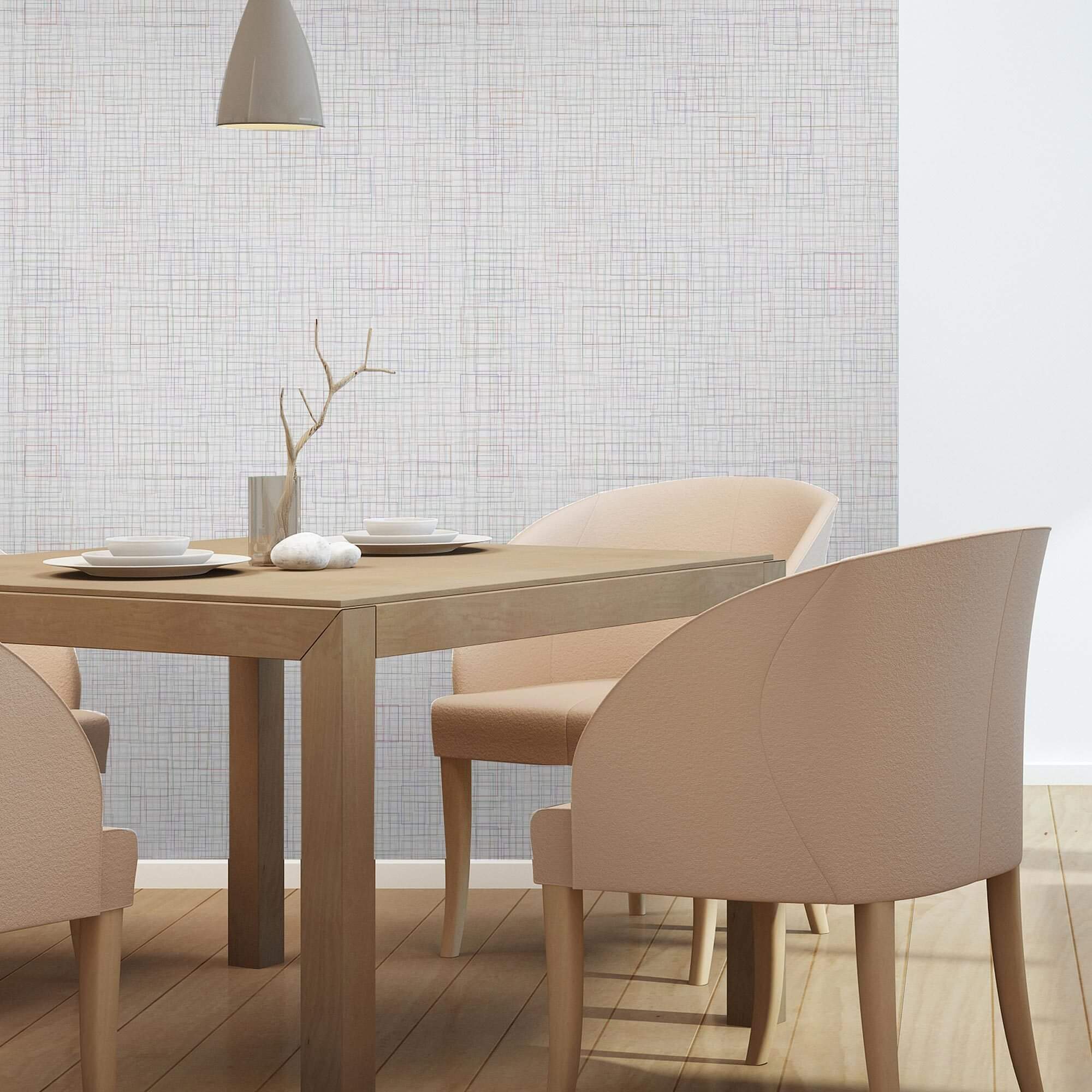 White Geometric Peel and Stick Removable Wallpaper - Self-Adhesive Decorative Wall Covering for Bedroom, Living Room, Office & Nursery Decor