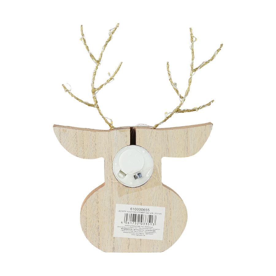 INGE Reindeer with LED Antlers - 20.5 cm Christmas Light-Up Decor for Home, Party & Holiday Decoration
