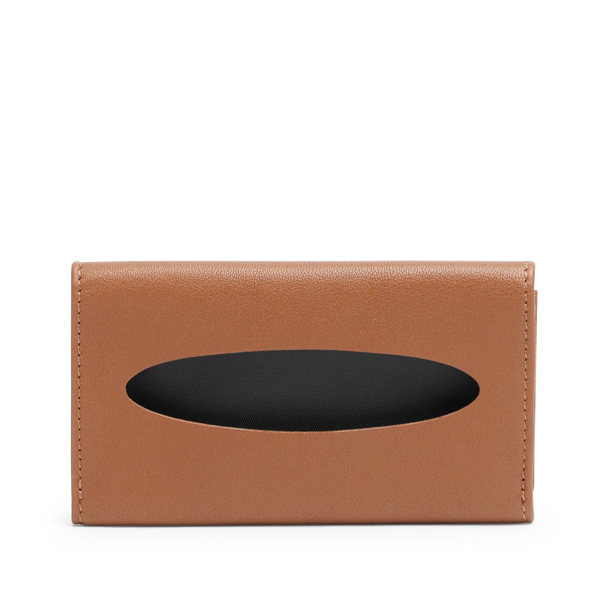 Premium Leather Pocket Tissue Holder - Cognac Brown, Compact & Stylish for On-the-Go Use - Perfect for Travel, Office, and Everyday Essentials