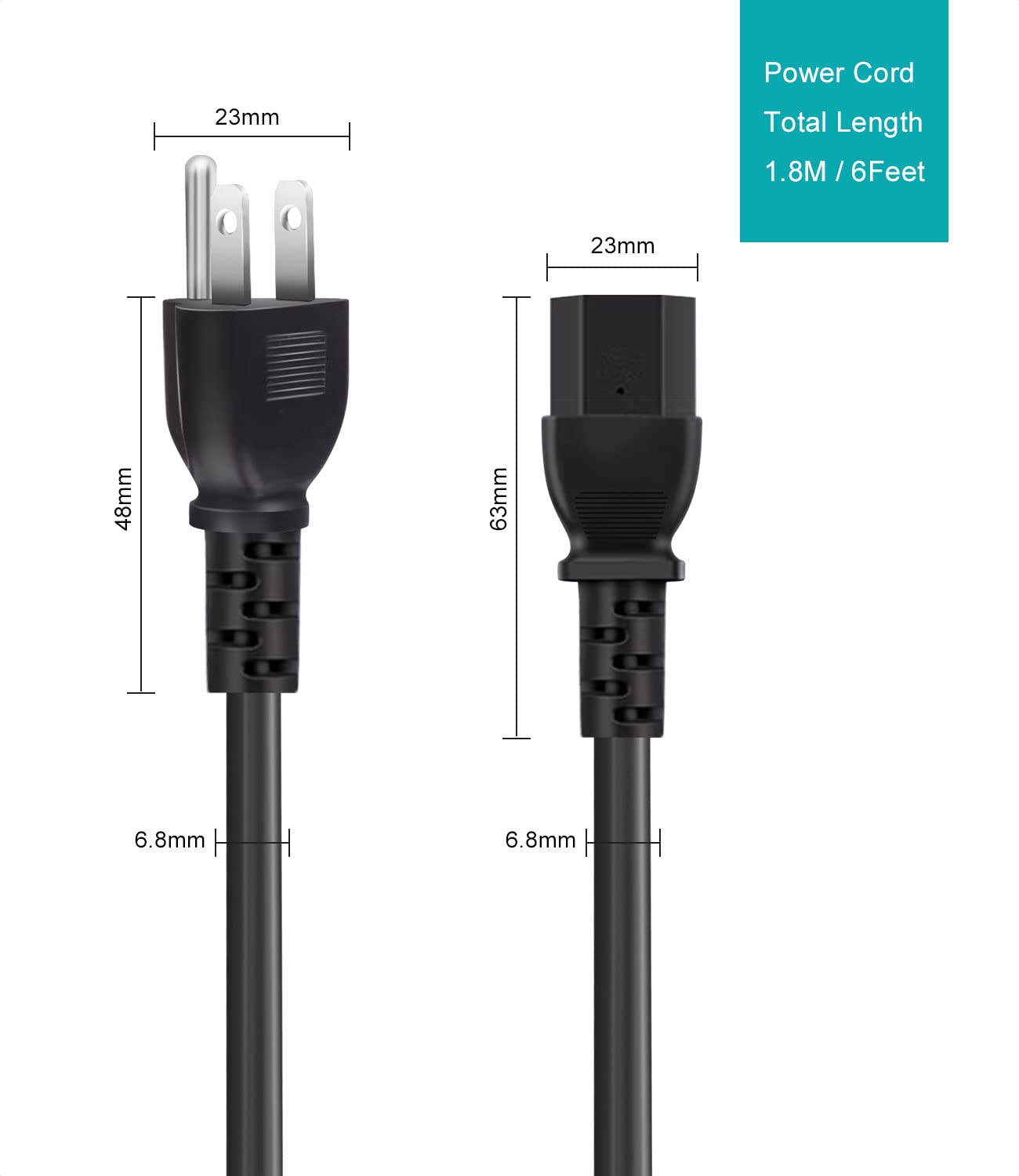 3 Prong Replacement Power Cord for Instant Pot, Electric Pressure Cooker, Rice Cooker & Kitchen Appliances - 6ft Heavy Duty Cable - Perfect for Home Cooking & Meal Prep