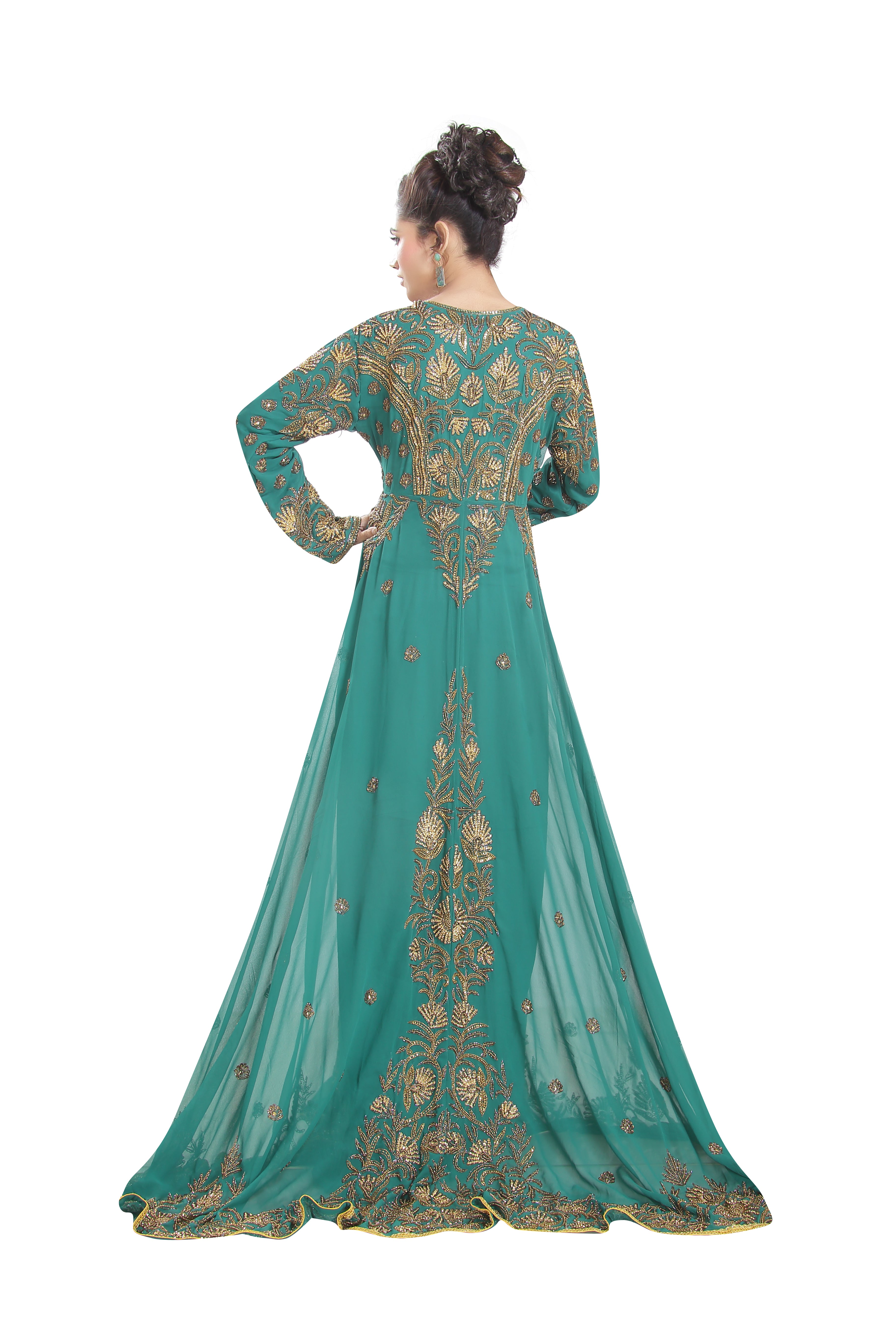 Elegant Embroidered Kaftan Ball Gown - Oriental Robe Dress for Women | Perfect for Weddings, Parties & Special Occasions