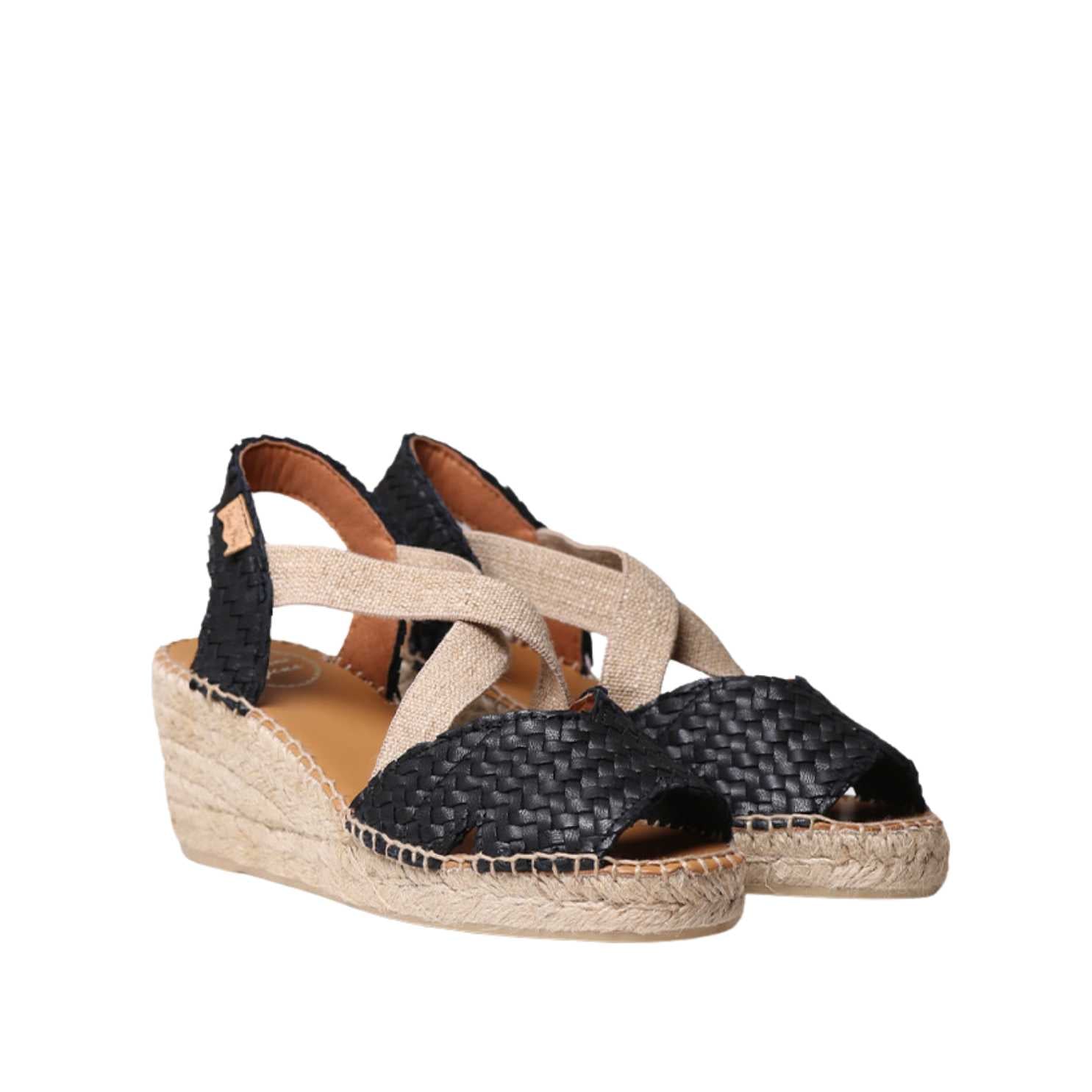 Women's Braided Leather Open Toe Wedge Espadrille Sandals - Salina Style for Summer Outfits & Beach Vacations