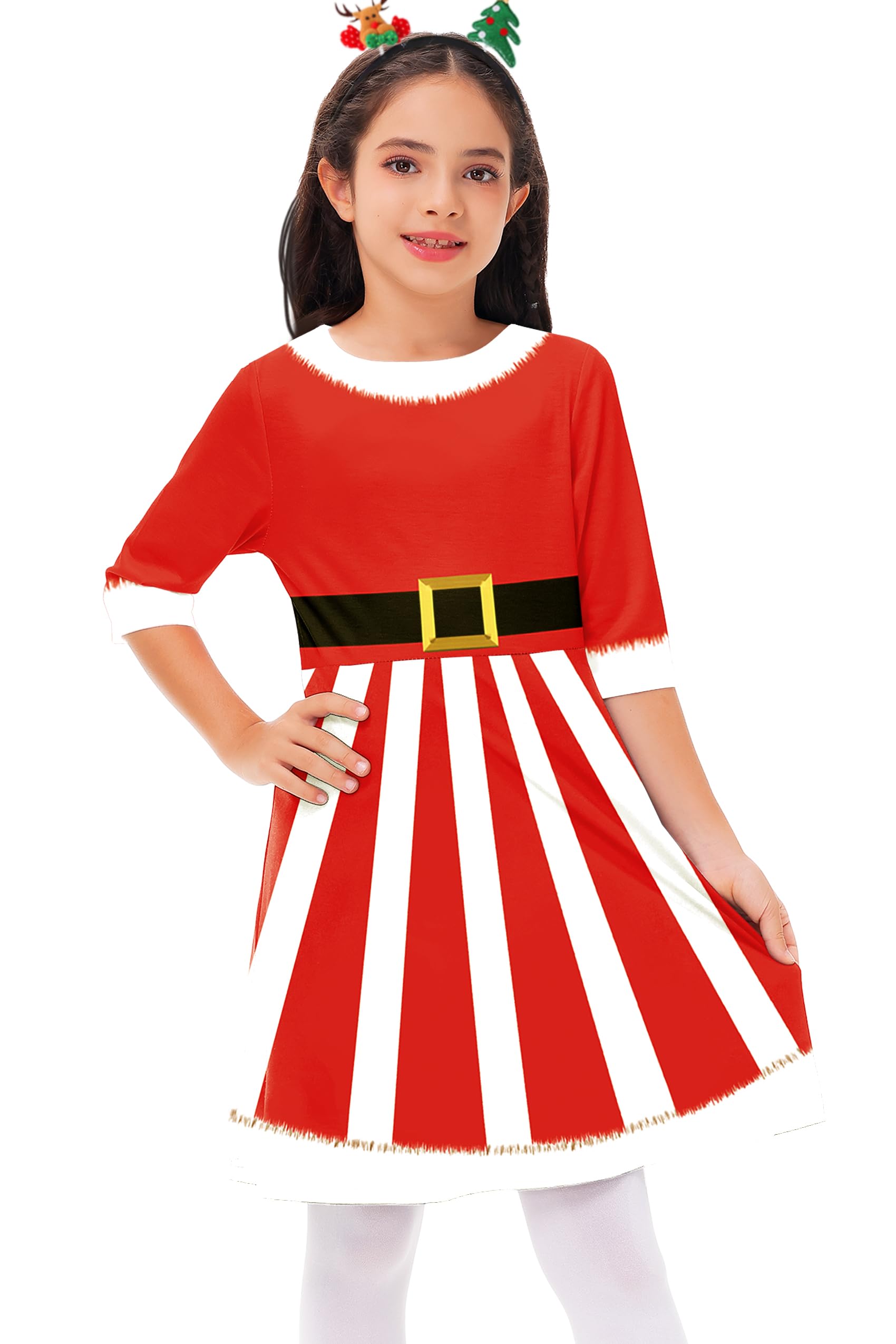 Remimi Girls Christmas Ugly Dress Holiday Print Skater Twirly Dresses for Kids 3-14 Years - Festive Holiday Party Outfit for School Concerts & Family Gatherings