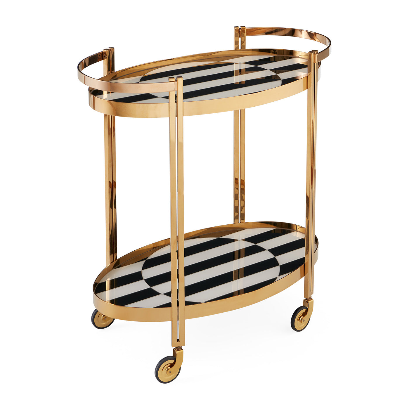 Op Art Bar Cart - Modern Rolling Drink Cart with Wheels for Home Bar, Kitchen, or Party Serving - Perfect for Cocktails, Wine, and Beverage Storage