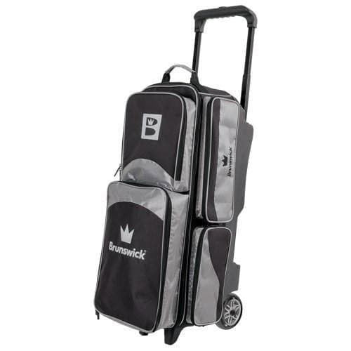 Brunswick Edge Triple Roller Bowling Bag - Durable Silver Bowling Ball Carrier for Men & Women - Perfect for League Play, Tournaments & Practice Sessions