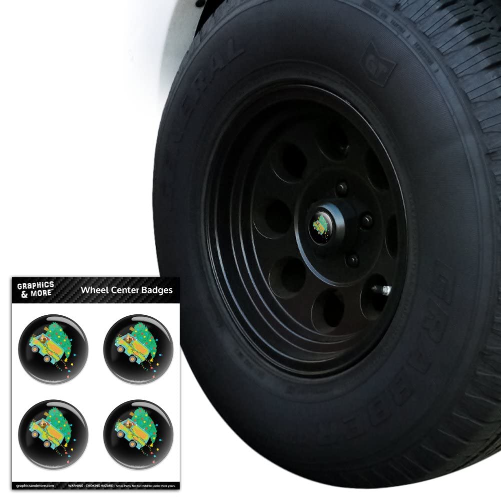 Scooby Doo Mystery Machine Christmas Tire Wheel Center Cap - Resin-Topped Badges & Stickers for Car, Truck, RV Decoration - Holiday Gift for Scooby Fans