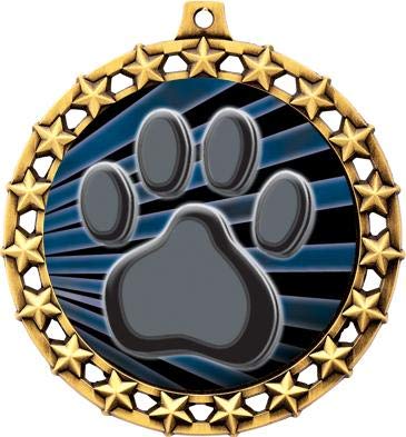 Galaxy Star Mascot Paw Print Medals - 2.5 Inch Custom Pet & School Pride Award Medals for Dog Shows, Sports Events & Student Achievements
